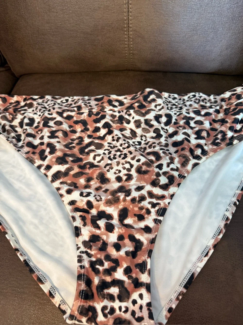 TIME & TRU 3X Brown Leopard Animal Print Swimsuit Bottoms NEW